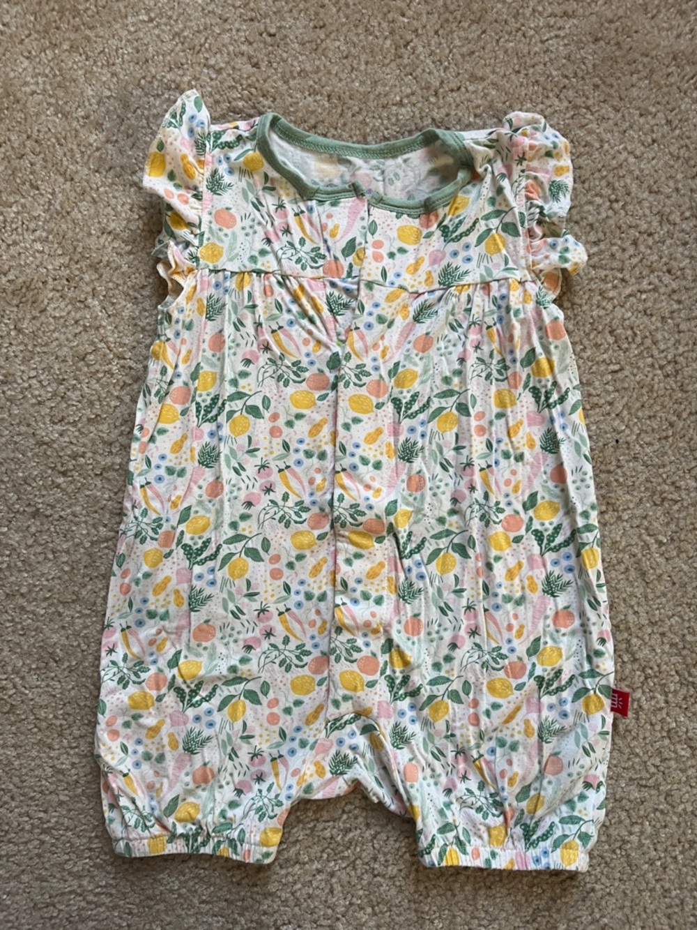 Magnetic Me Pastel Floral & Fruit Baby Romper in Yellow, Green, Pink